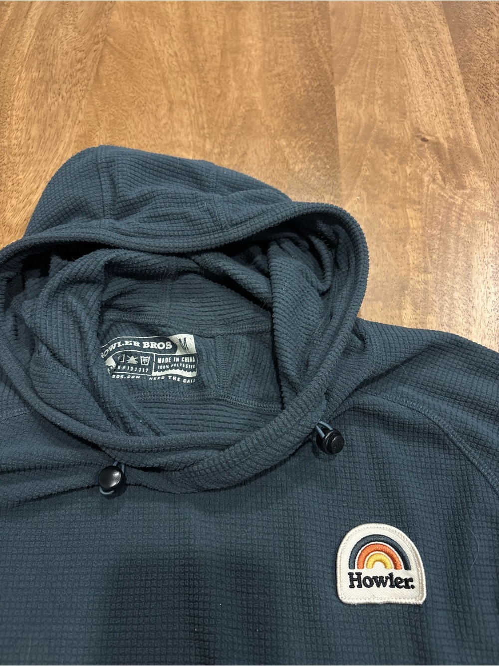 Howler Brothers Dark Teal Hooded Sweater with Rainbow Patch